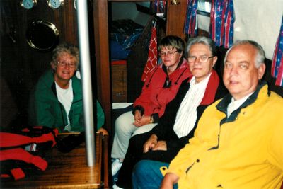 Sonja, Gunvor, Ivan och Christer i kajutan, 14/8 -03