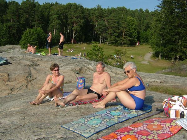 Eva, Toje och Elsie, Saxenhovbadet, Strand, 6/7 -06