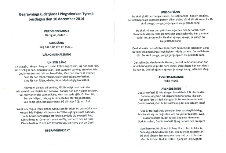 Mor Gretas begravning