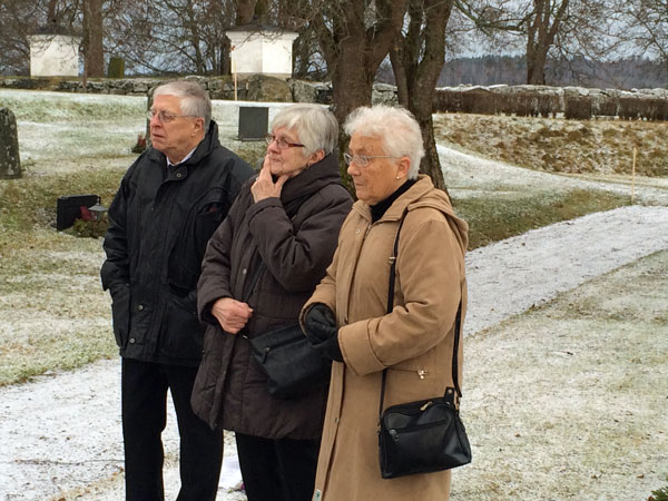 Avsked vid graven av släktingar och vänner ...