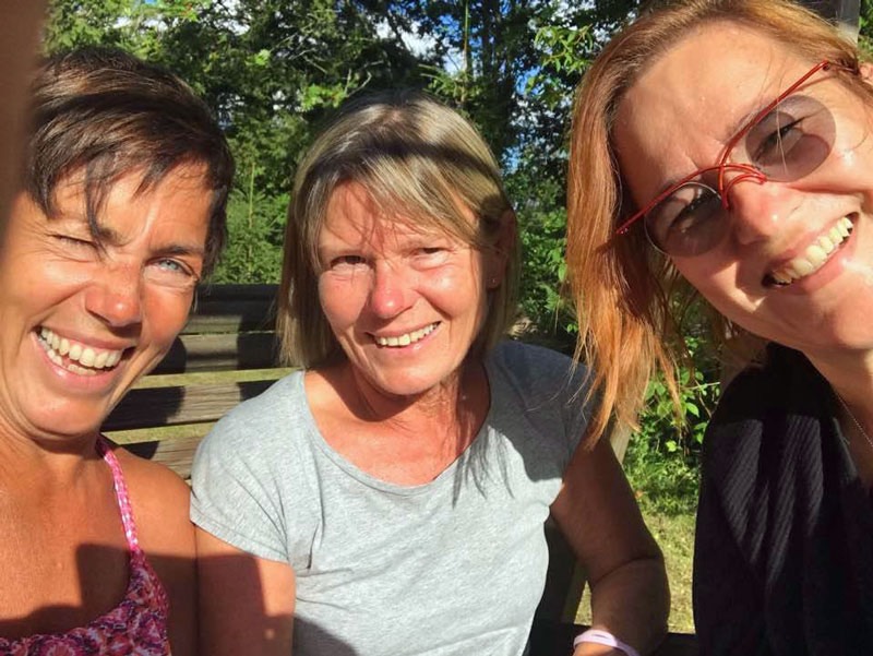 Åsa, Iréne och Marita på Hultabo (Foto: Marita den 31 juli 2017).