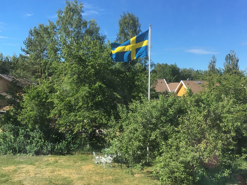 Flaggan i topp på Nationaldagen den 6 juni 2018.