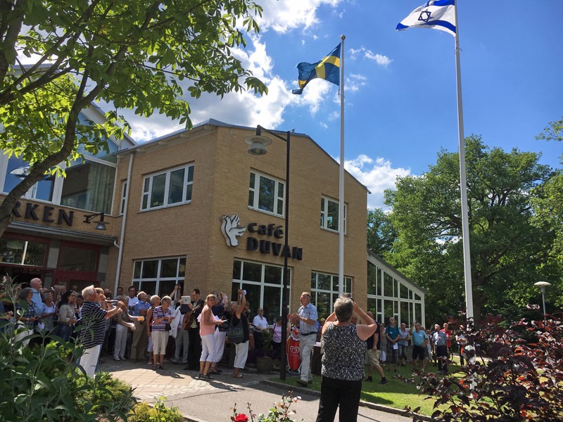 Invigning och flagghissning vid sommarkonferensen för Israels Vänner på Arken i Värnamo. 28 juni 2018.