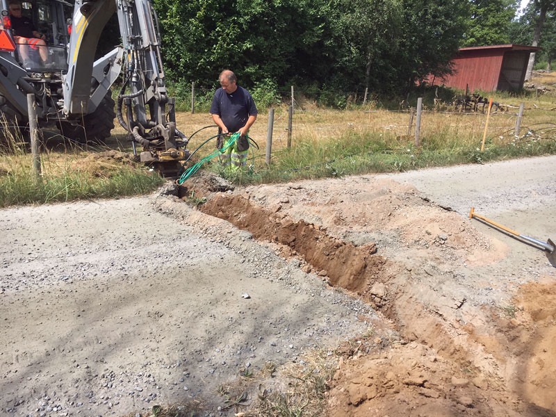 Förberedelse för fiberinstallation - skarvning av sökband - 10 juli 2018.