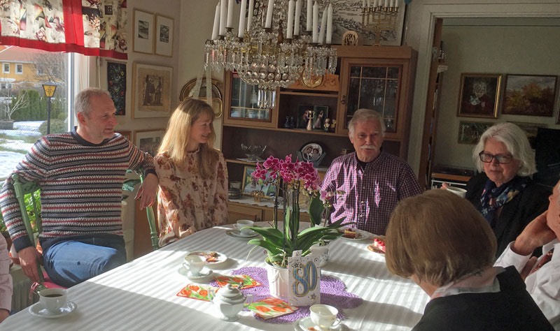 Ytterligare uppvaktningar dagen efter, 23 februari 2019. Stefan, Martina, Anders och Elisabeth,