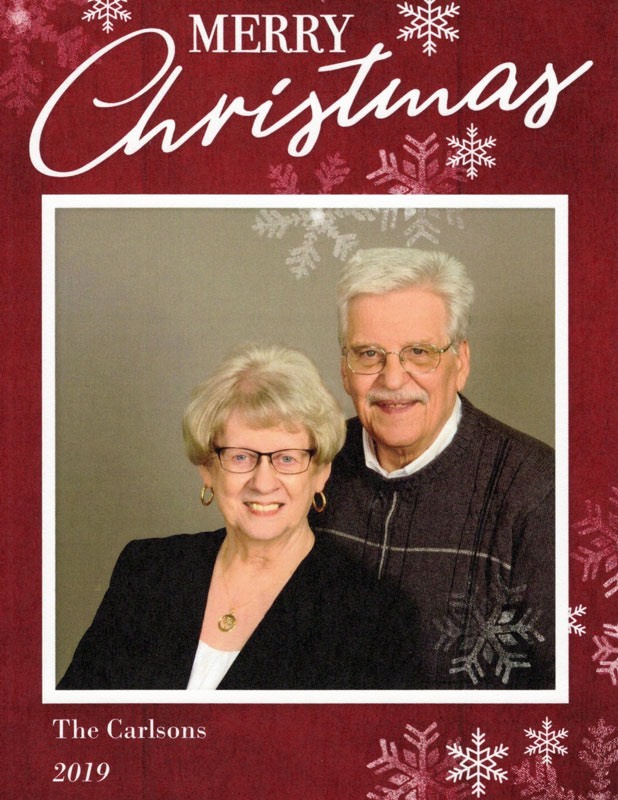 Julhälsning från avlägsna släktingar på mor Dagmars sida, Sandi and Bruce Carlson, Melrose, MN, USA.